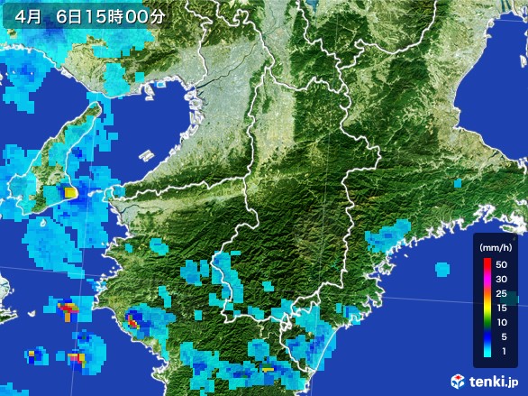 奈良県の雨雲レーダー(2017年04月06日)