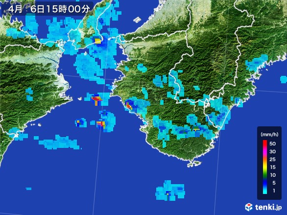 和歌山県の雨雲レーダー(2017年04月06日)
