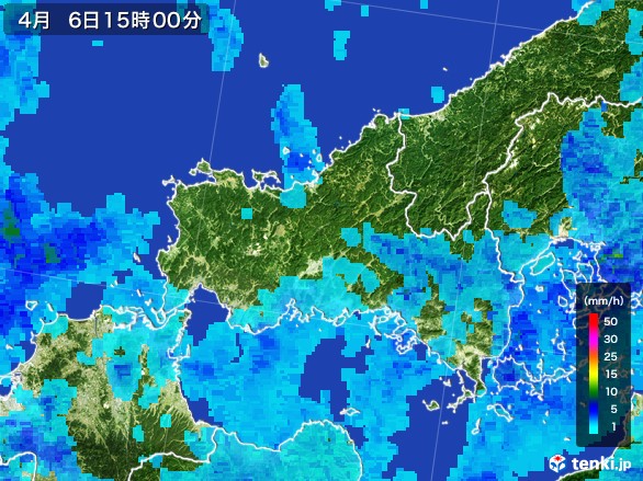 山口県の雨雲レーダー(2017年04月06日)