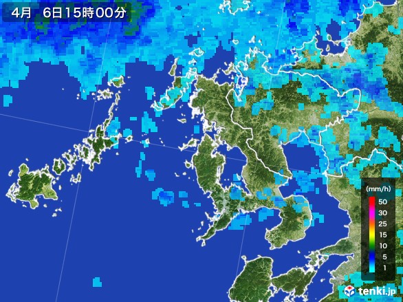 長崎県の雨雲レーダー(2017年04月06日)