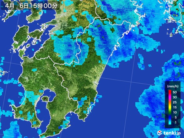 宮崎県の雨雲レーダー(2017年04月06日)