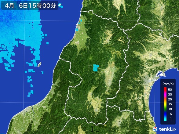 山形県の雨雲レーダー(2017年04月06日)