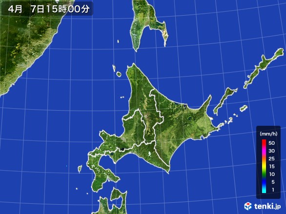 北海道地方の雨雲レーダー(2017年04月07日)