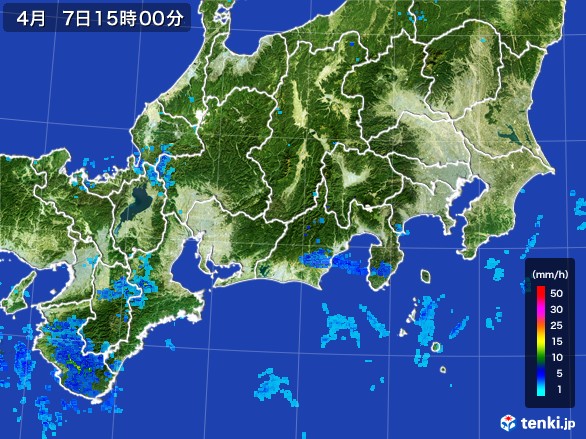 東海地方の雨雲レーダー(2017年04月07日)