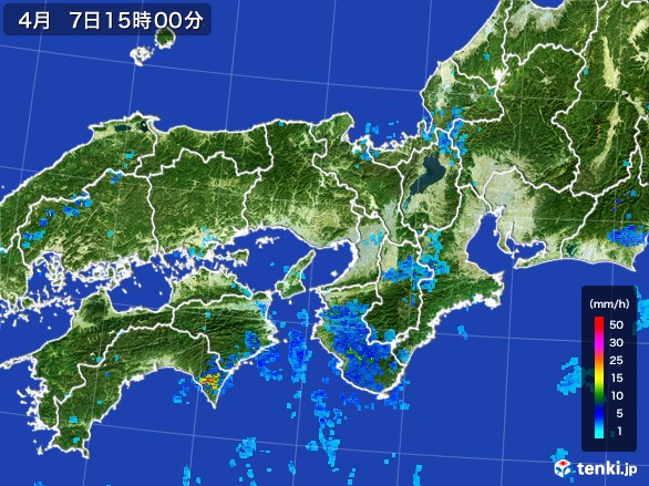 近畿地方の雨雲レーダー(2017年04月07日)