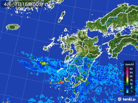 九州地方の雨雲レーダー(2017年04月07日)