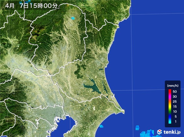 茨城県の雨雲レーダー(2017年04月07日)