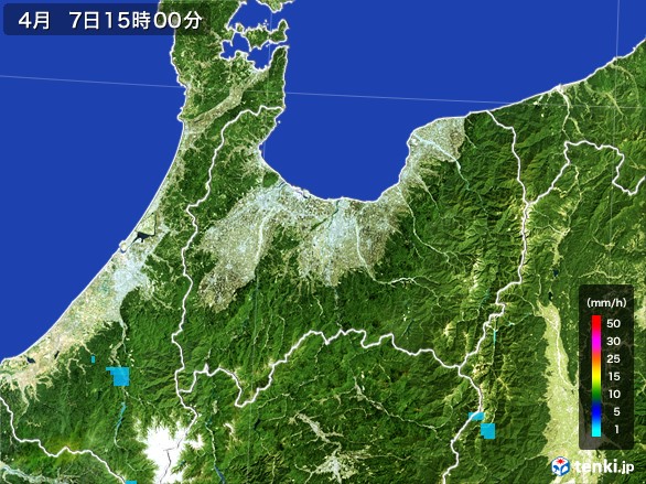 富山県の雨雲レーダー(2017年04月07日)