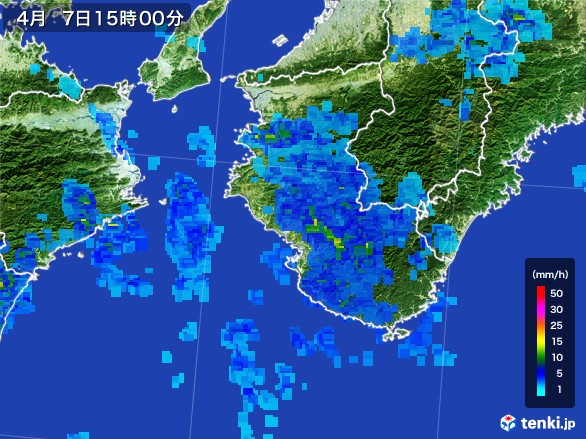 和歌山県の雨雲レーダー(2017年04月07日)