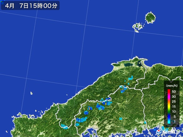 島根県の雨雲レーダー(2017年04月07日)