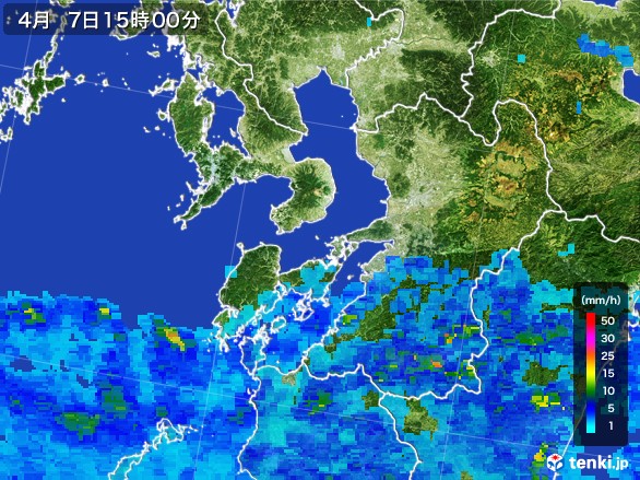 熊本県の雨雲レーダー(2017年04月07日)