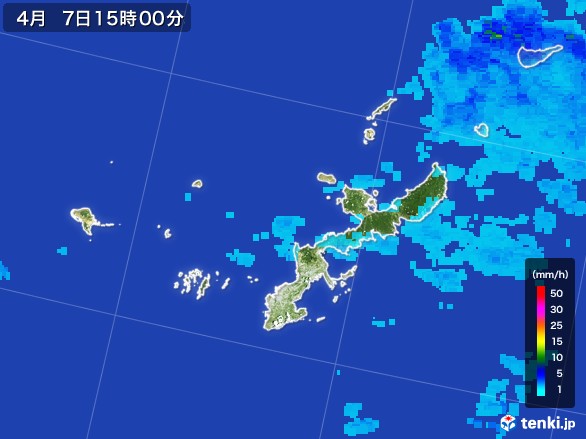 沖縄県の雨雲レーダー(2017年04月07日)