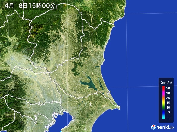 茨城県の雨雲レーダー(2017年04月08日)