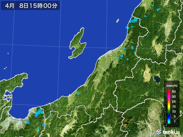 新潟県の雨雲レーダー(2017年04月08日)