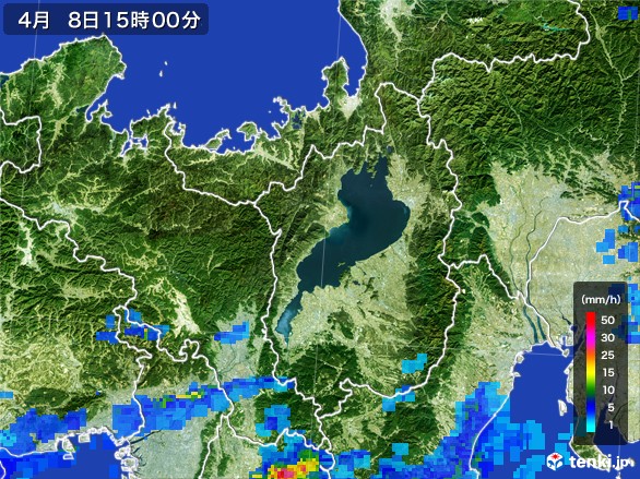 滋賀県の雨雲レーダー(2017年04月08日)