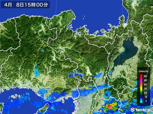 京都府の雨雲レーダー(2017年04月08日)
