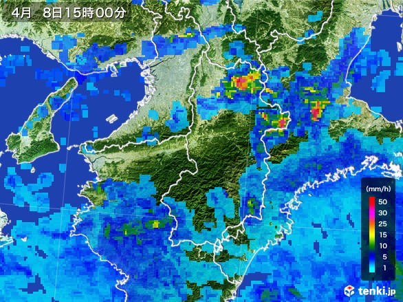 奈良県の雨雲レーダー(2017年04月08日)