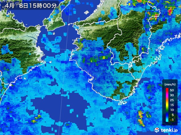 和歌山県の雨雲レーダー(2017年04月08日)
