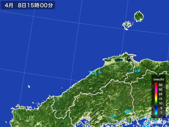 島根県の雨雲レーダー(2017年04月08日)