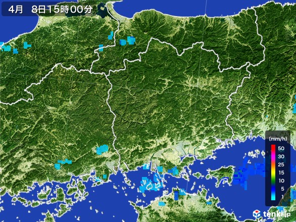 岡山県の雨雲レーダー(2017年04月08日)