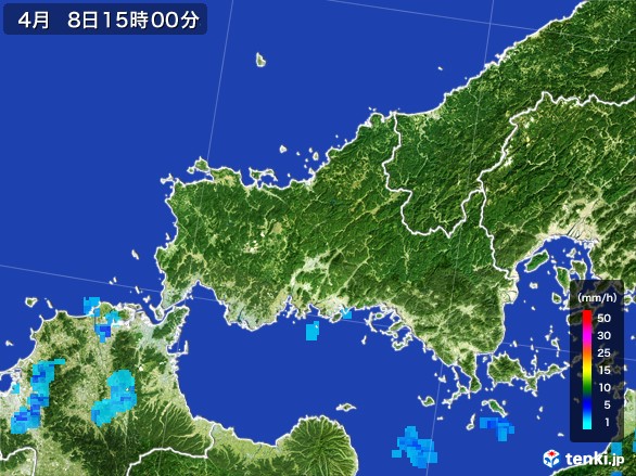 山口県の雨雲レーダー(2017年04月08日)