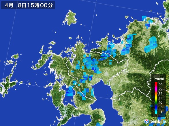 佐賀県の雨雲レーダー(2017年04月08日)