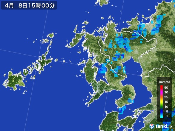 長崎県の雨雲レーダー(2017年04月08日)