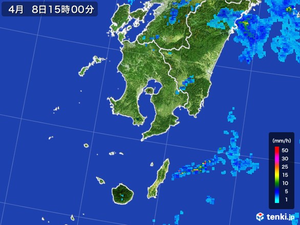 鹿児島県の雨雲レーダー(2017年04月08日)