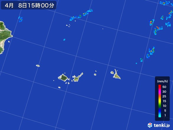 宮古・石垣・与那国(沖縄県)の雨雲レーダー(2017年04月08日)