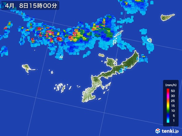 沖縄県の雨雲レーダー(2017年04月08日)