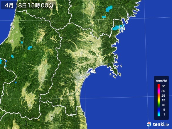 宮城県の雨雲レーダー(2017年04月08日)