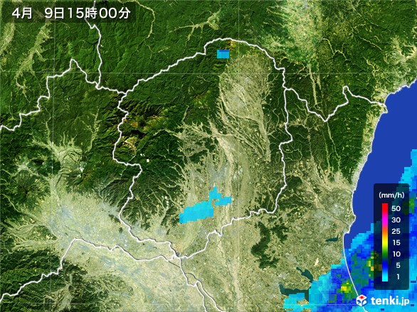 栃木県の雨雲レーダー(2017年04月09日)