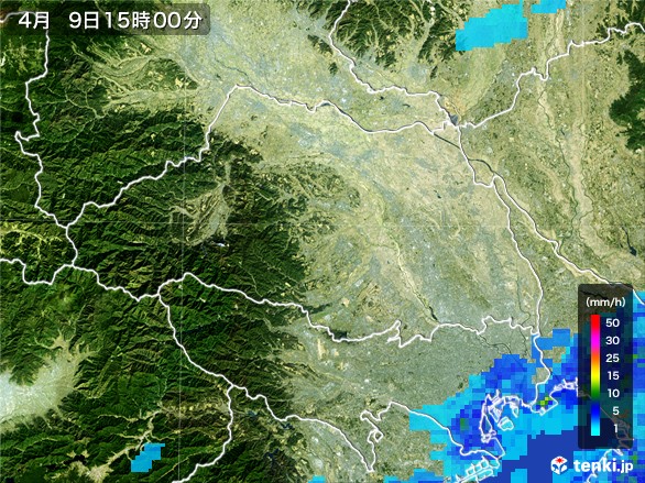 埼玉県の雨雲レーダー(2017年04月09日)