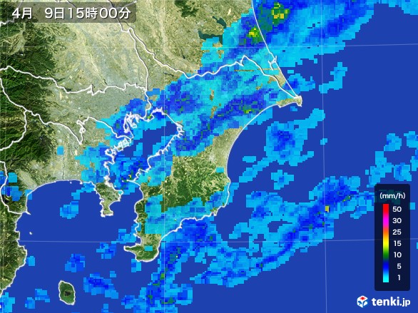 千葉県の雨雲レーダー(2017年04月09日)