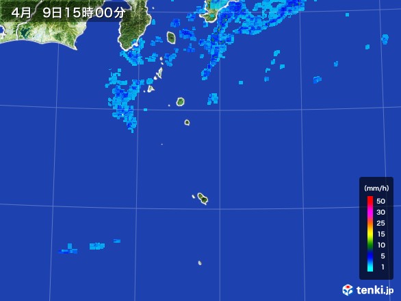 伊豆諸島(東京都)の雨雲レーダー(2017年04月09日)