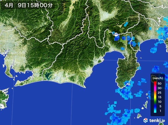静岡県の雨雲レーダー(2017年04月09日)