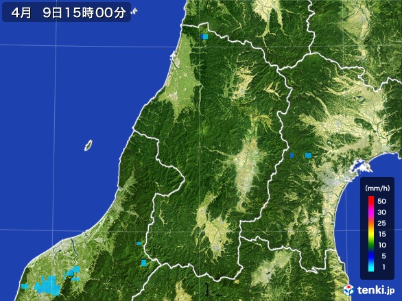 山形県の雨雲レーダー(2017年04月09日)