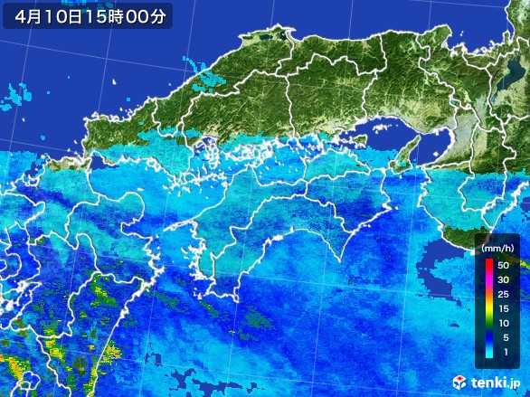四国地方の雨雲レーダー(2017年04月10日)