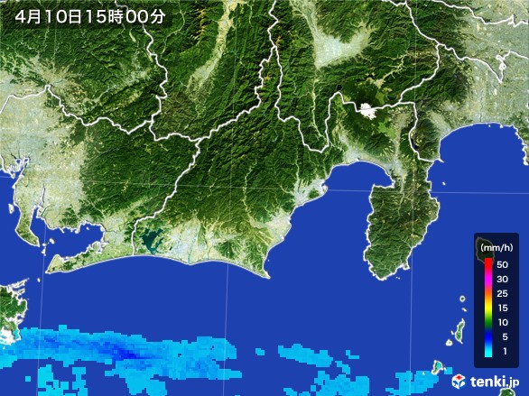 静岡県の雨雲レーダー(2017年04月10日)