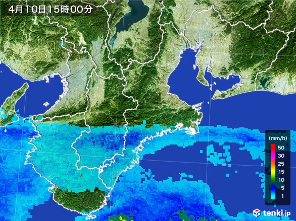 三重県の雨雲レーダー(2017年04月10日)