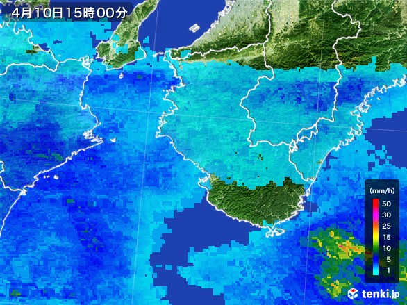 和歌山県の雨雲レーダー(2017年04月10日)