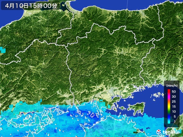 岡山県の雨雲レーダー(2017年04月10日)