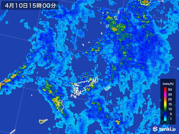 奄美諸島(鹿児島県)の雨雲レーダー(2017年04月10日)