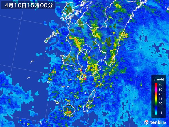 鹿児島県の雨雲レーダー(2017年04月10日)