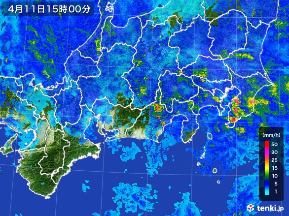 東海地方の雨雲レーダー(2017年04月11日)