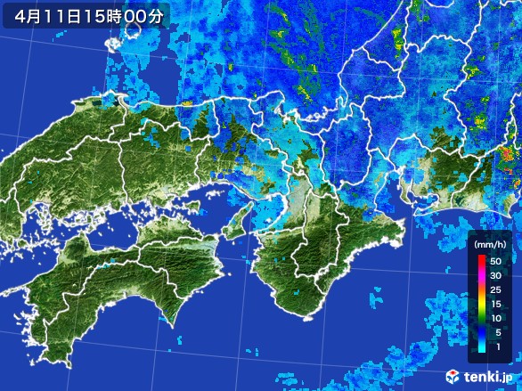 近畿地方の雨雲レーダー(2017年04月11日)