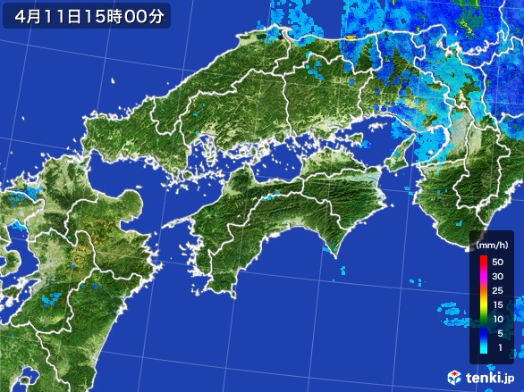 四国地方の雨雲レーダー(2017年04月11日)