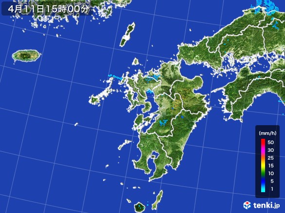 九州地方の雨雲レーダー(2017年04月11日)
