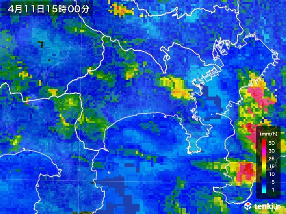 神奈川県の雨雲レーダー(2017年04月11日)