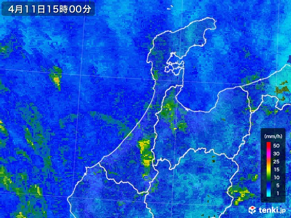 石川県の雨雲レーダー(2017年04月11日)